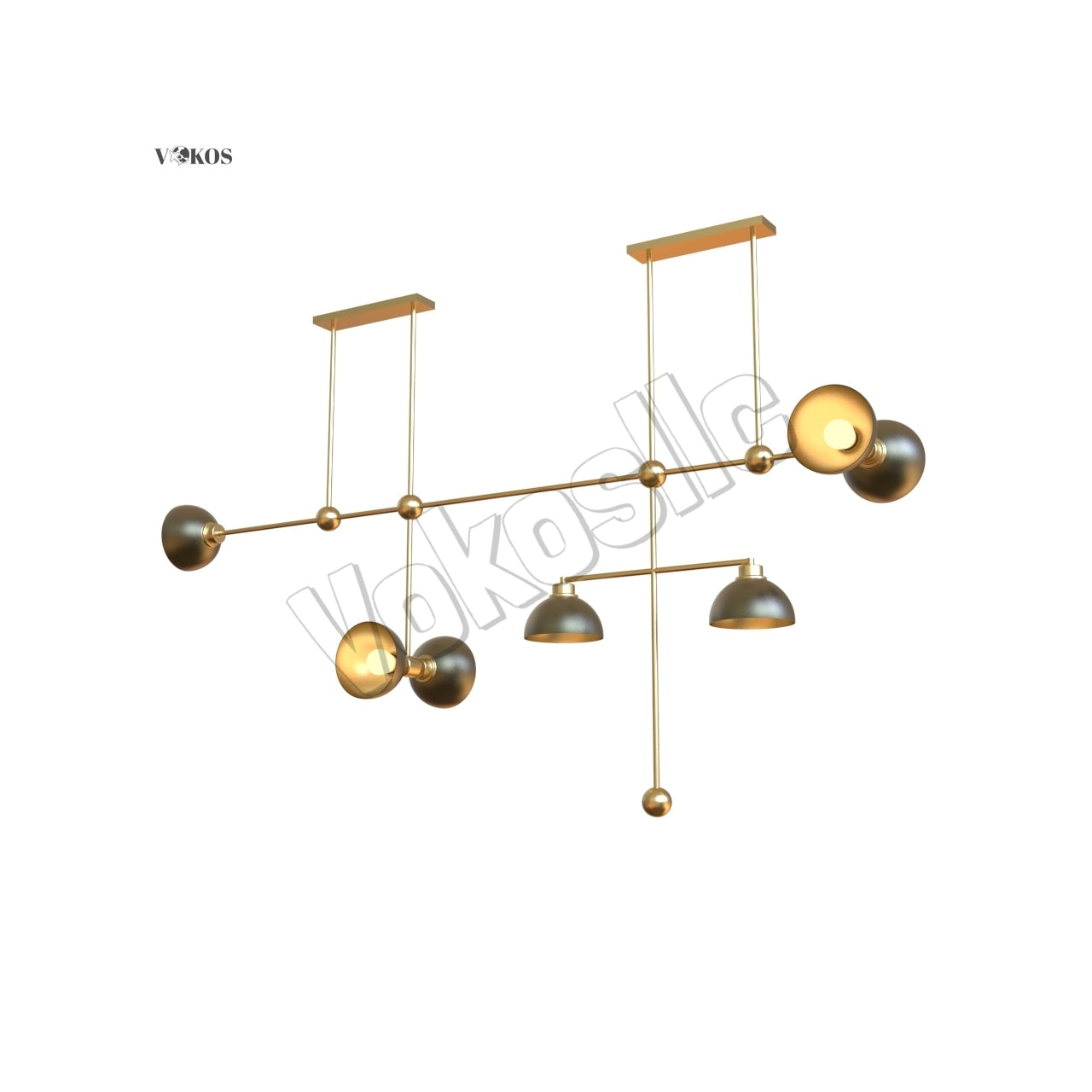 modern 1950's mid century 7 Lights dome Shade sputnik chandelier Light fixture stilnovo style brass chandelier industrial chandelier fixture