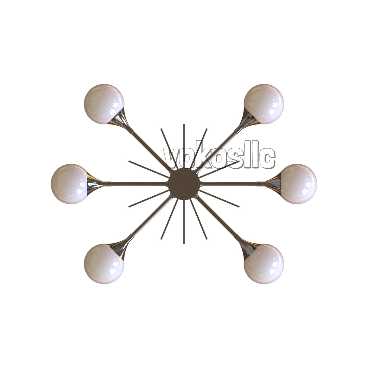 Modern Mid Century Sputnik Chandelier | Handmade 6-Light Brass Ceiling Pendant | Glass Globe Chandelier for Kitchen, Dining Room, Hallway
