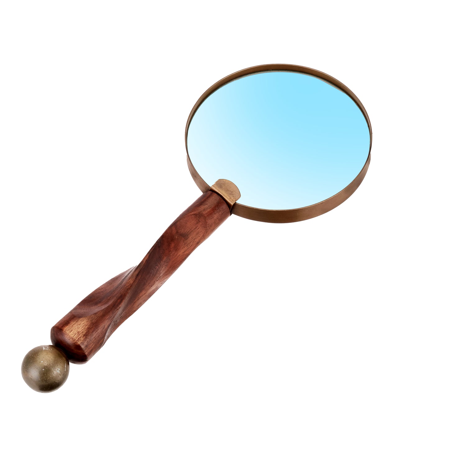 Antique Golden Magnifying Glass: 10" 4X Lens, Vintage Detective Style with wooden stand