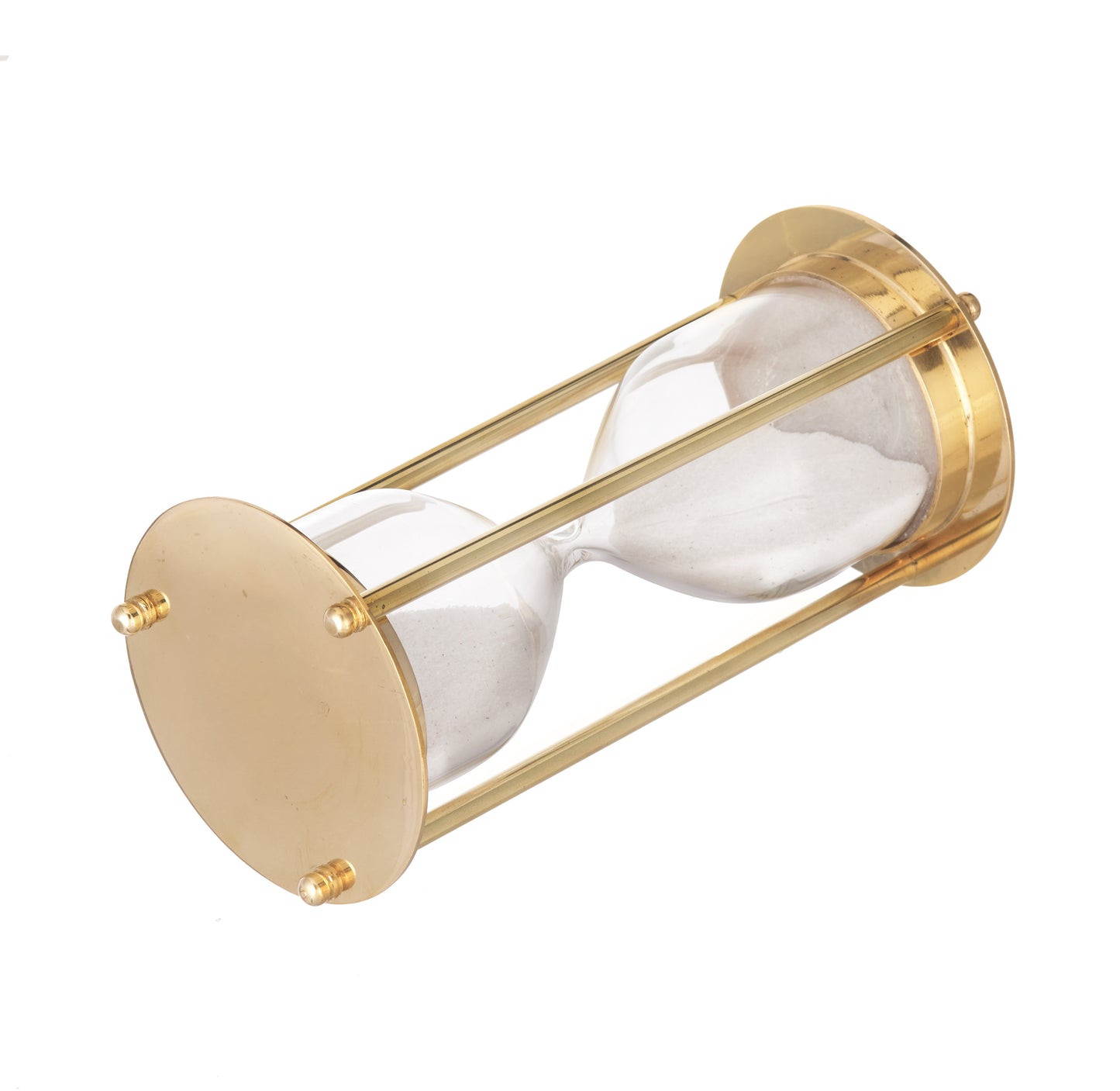Brass One-Minute Hourglass: White Sand Timer, Nautical Decor
