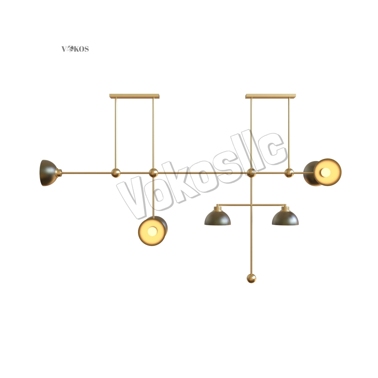modern 1950's mid century 7 Lights dome Shade sputnik chandelier Light fixture stilnovo style brass chandelier industrial chandelier fixture