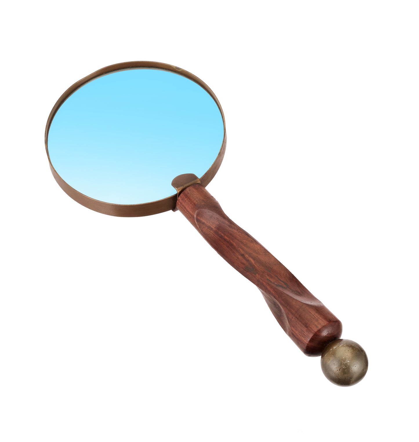 Antique Golden Magnifying Glass: 10" 4X Lens, Vintage Detective Style with wooden stand