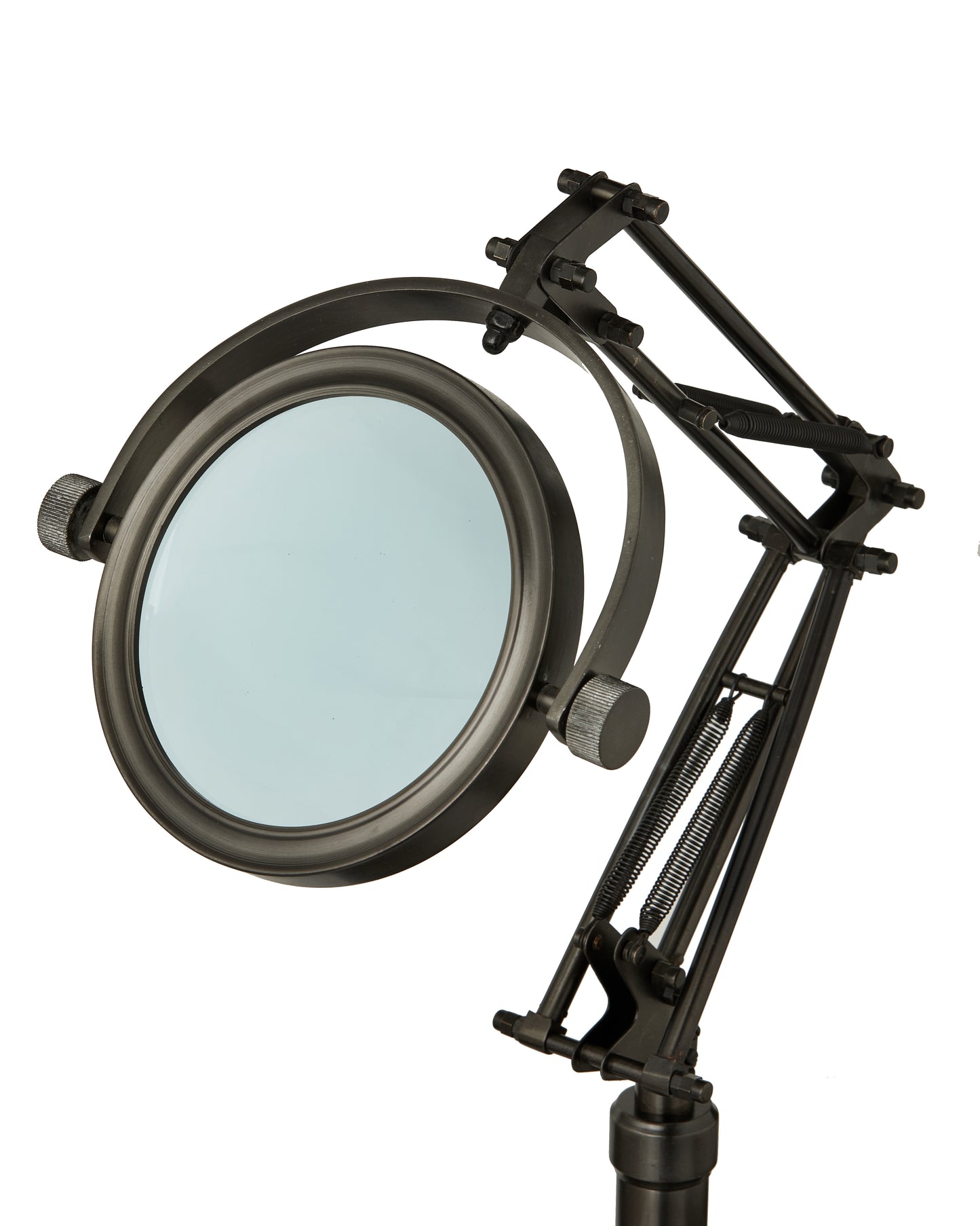 Antique Brass Table Magnifier: Adjustable Spring Arm, 3x Optical Lens