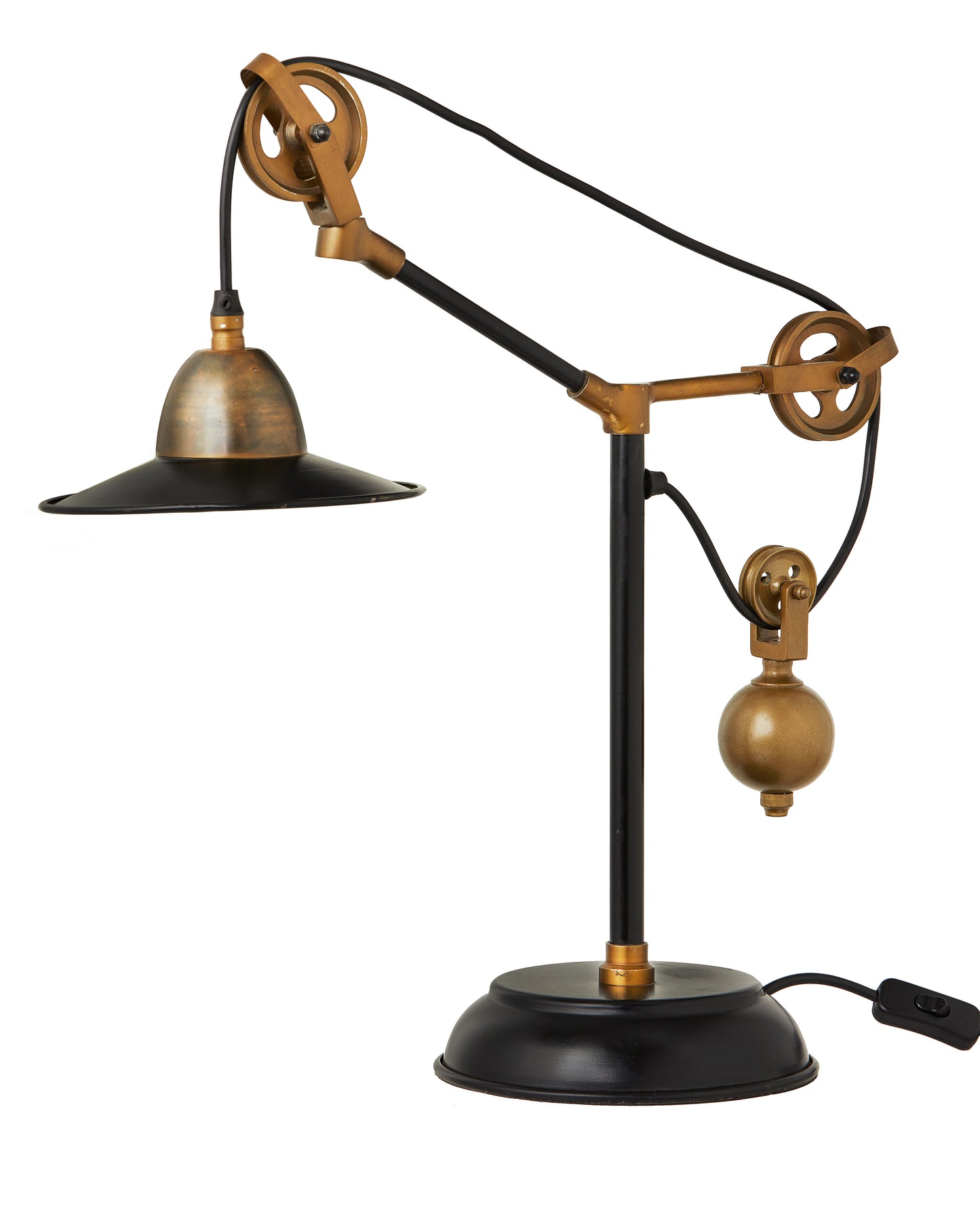 Brass Pulley Desk Lamp: Vintage Industrial Steampunk Clamp Light