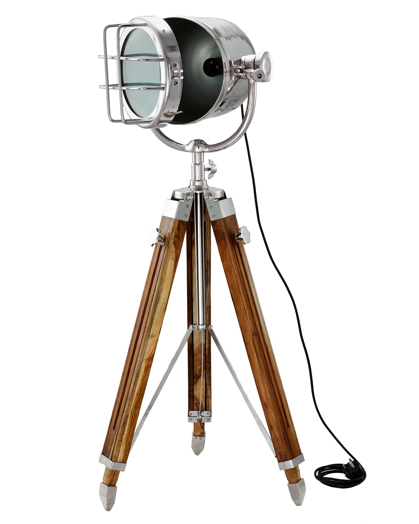 Victorian Chrome Tripod Floor Lamp: Crystal Accents, Adjustable Spotlight