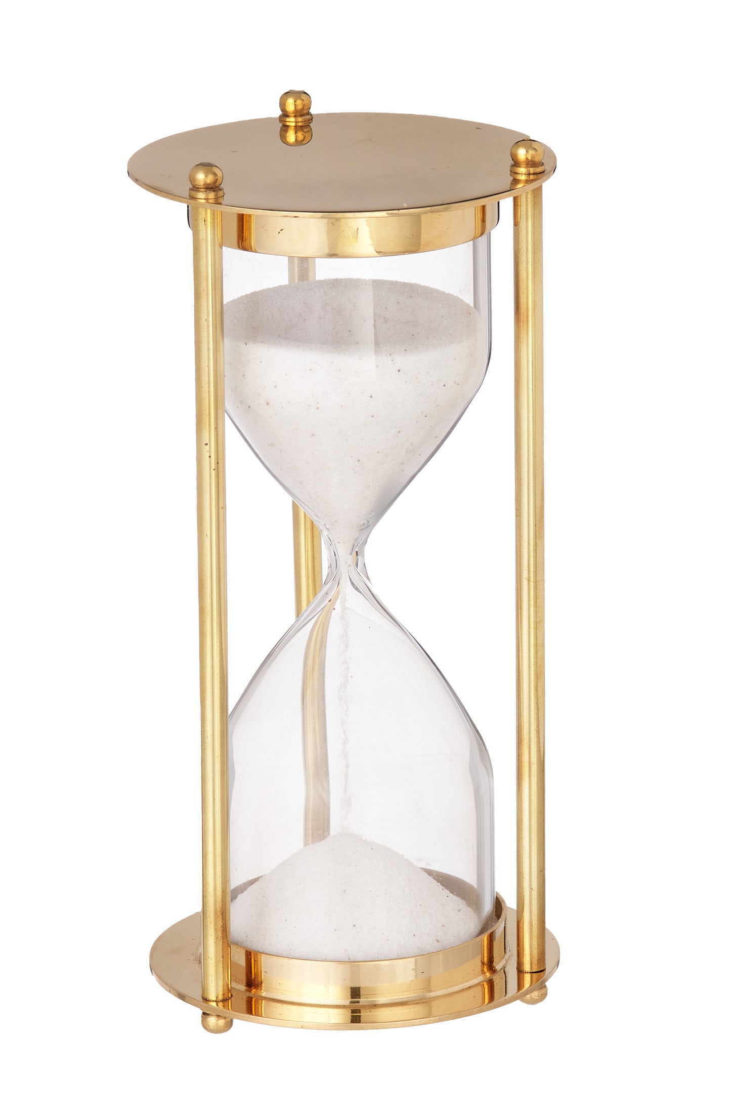 Brass One-Minute Hourglass: White Sand Timer, Nautical Decor