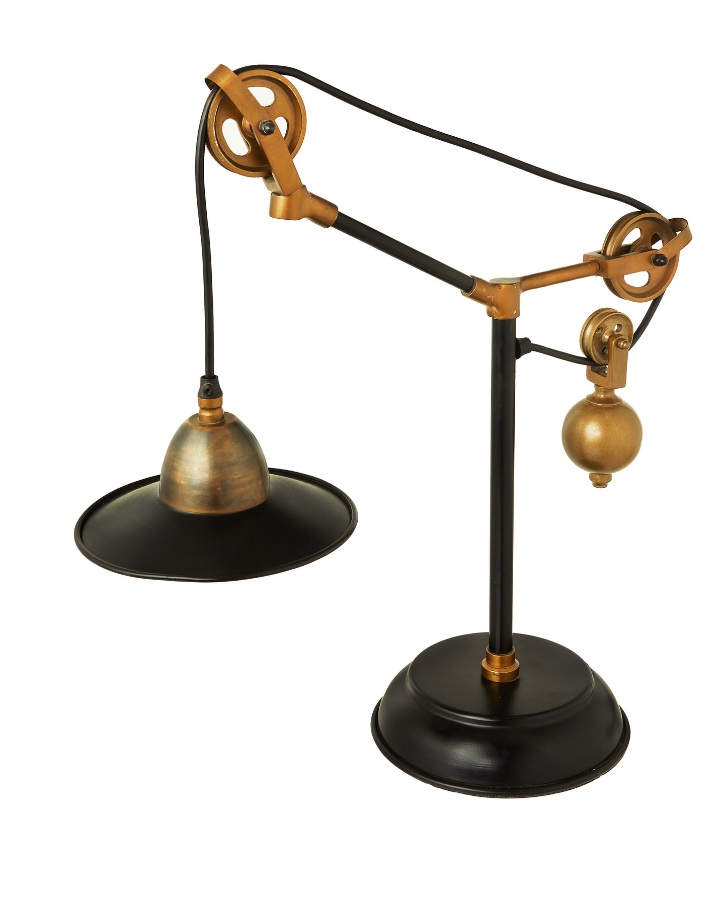 Brass Pulley Desk Lamp: Vintage Industrial Steampunk Clamp Light