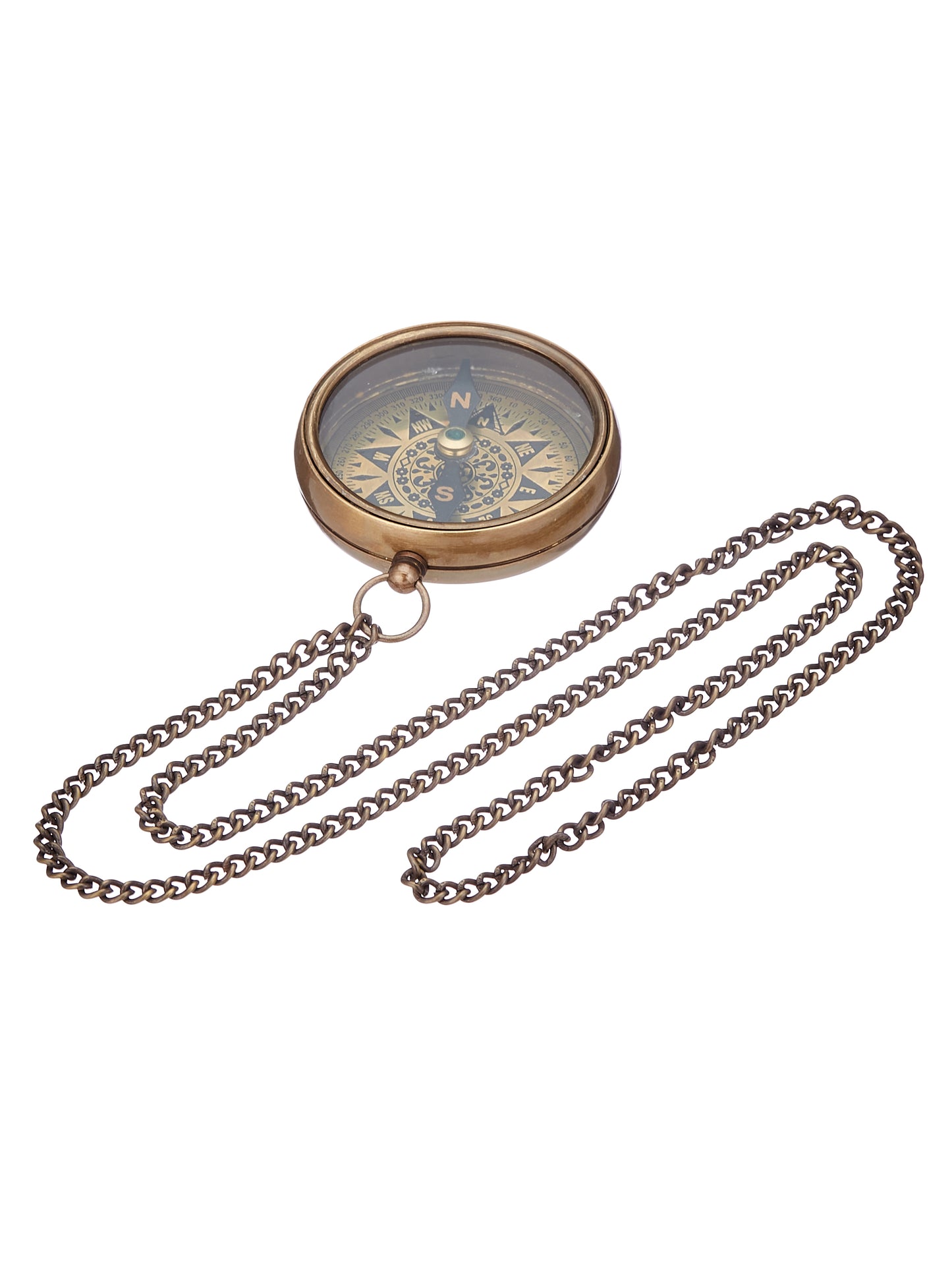 Antique Style Brass Pocket Compass with Leather Case