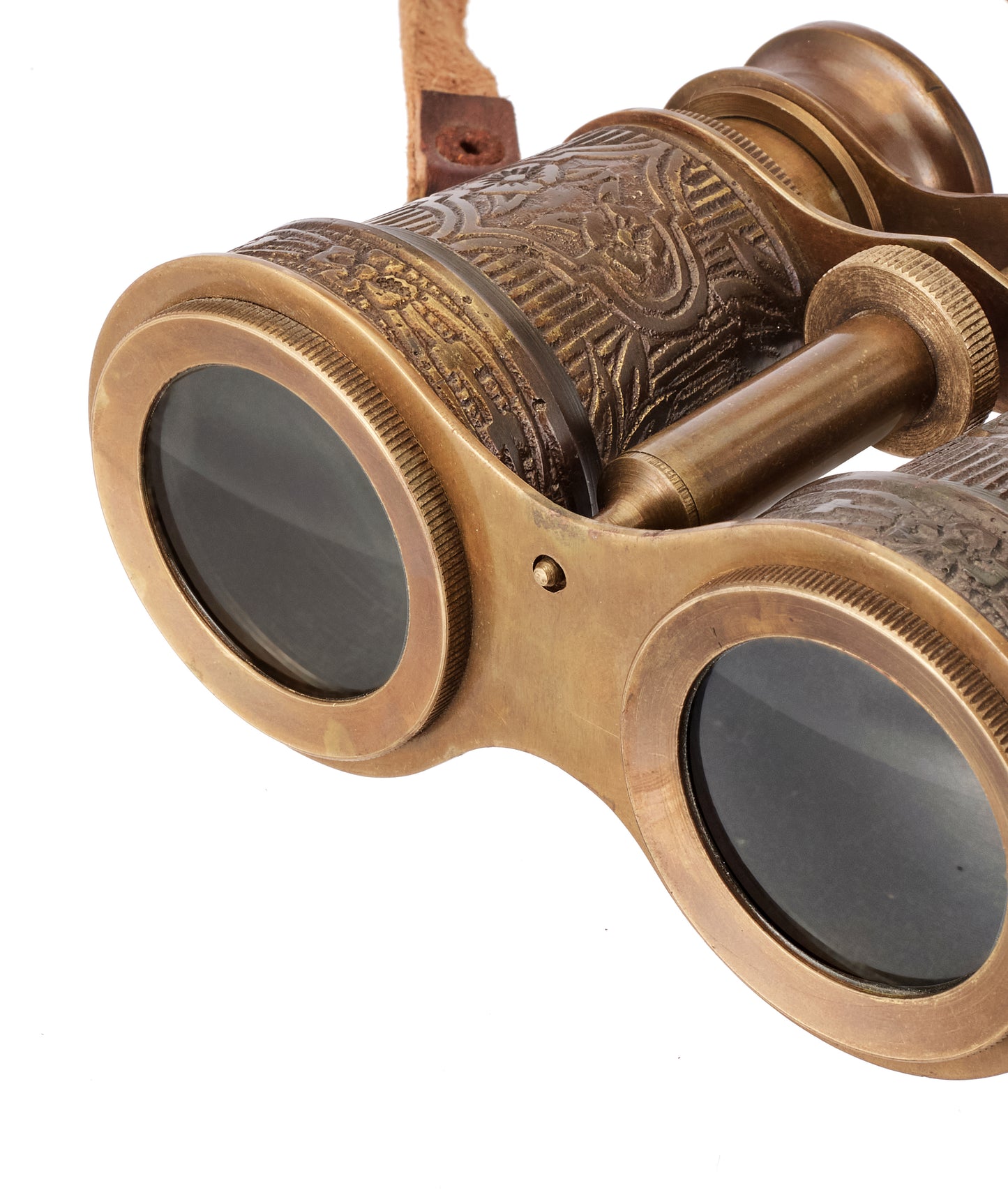 Hand-Engraved Brass Opera Glasses: Victorian Theater Binoculars with Leather streps