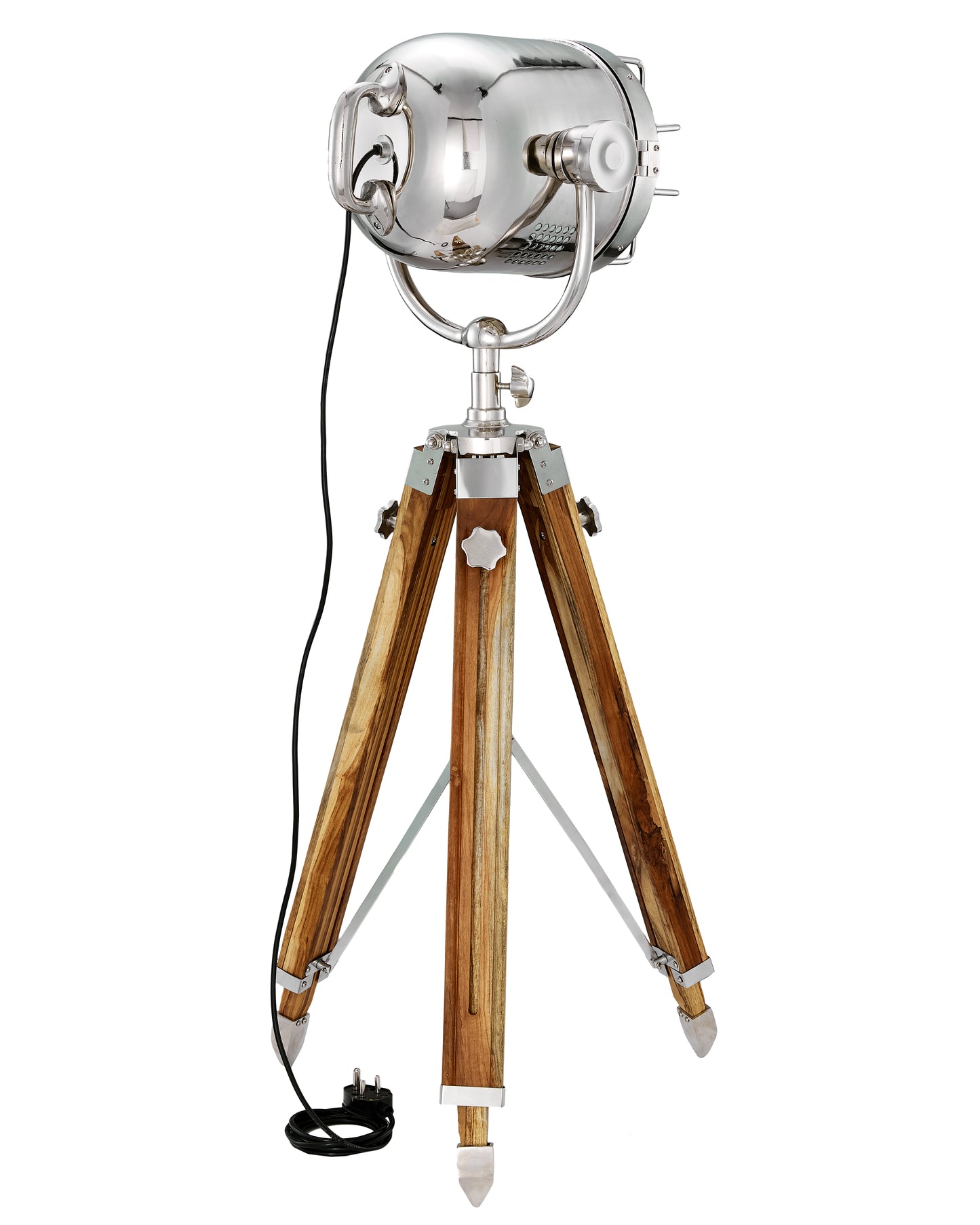 Victorian Chrome Tripod Floor Lamp: Crystal Accents, Adjustable Spotlight