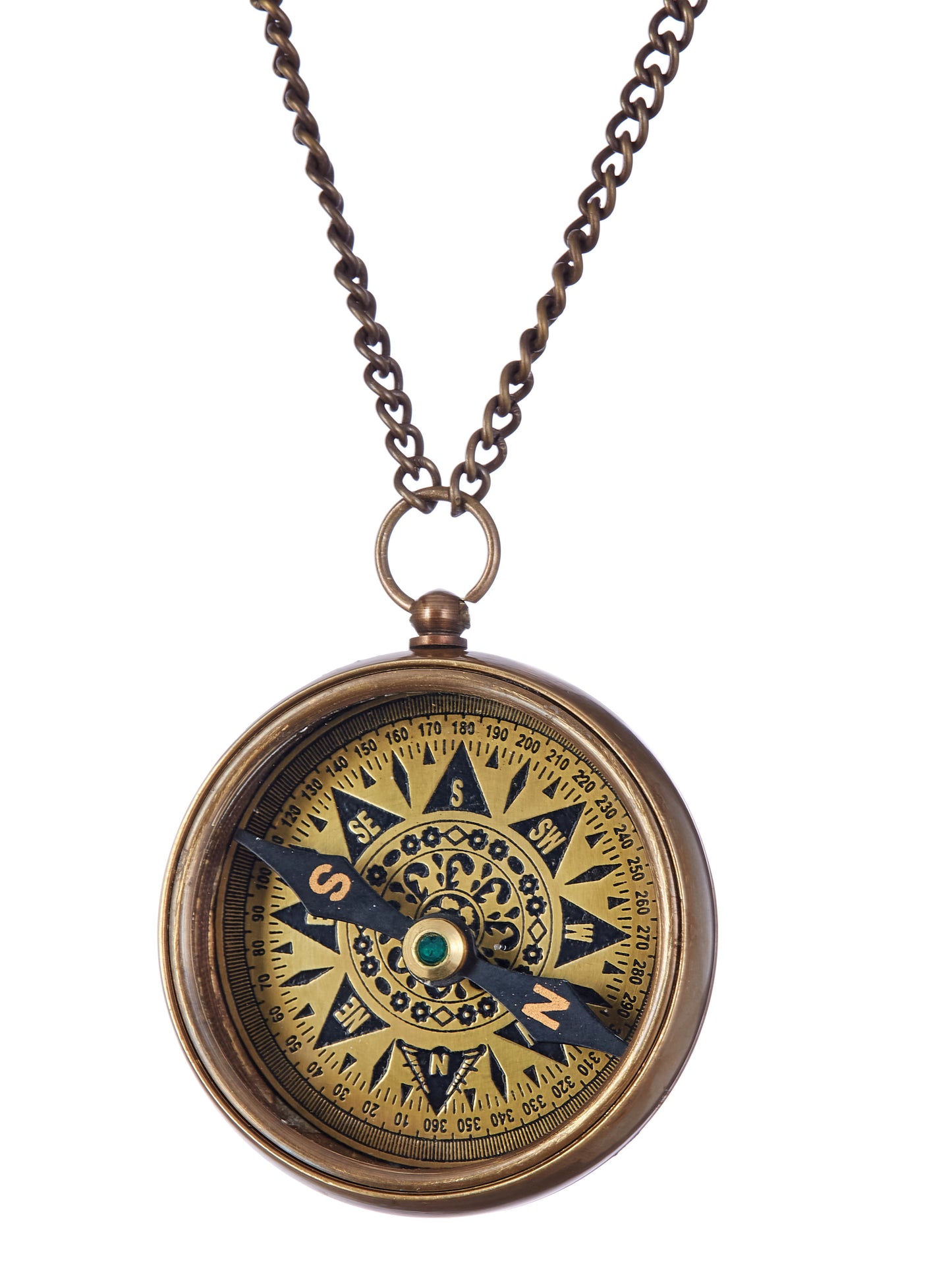 Antique Style Brass Pocket Compass with Leather Case