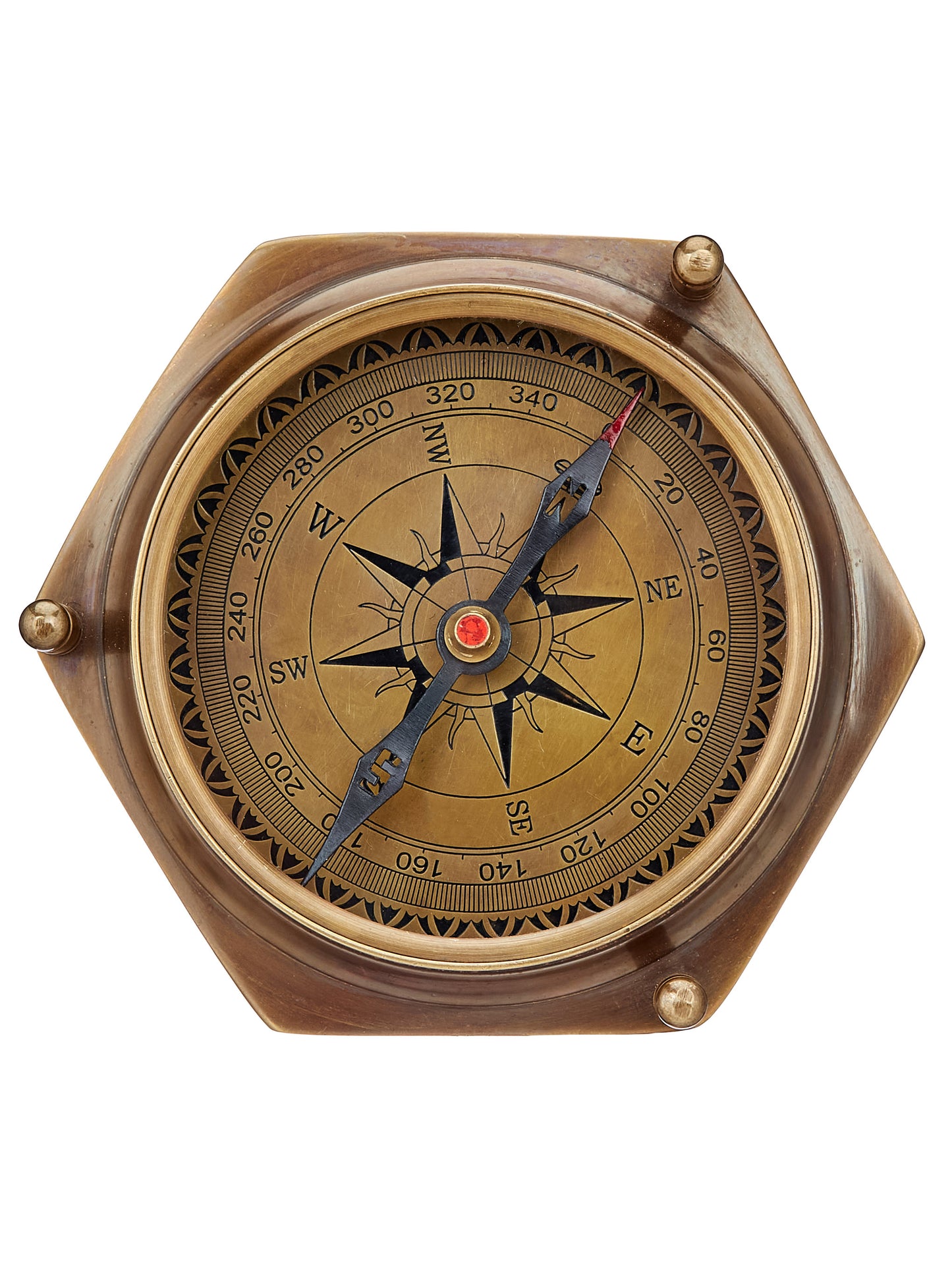 Personalized 40th Anniversary Compass: Engraved Brass with Ruby Leather Case