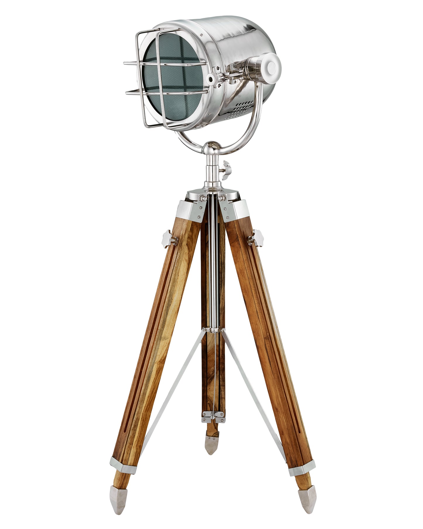 Victorian Chrome Tripod Floor Lamp: Crystal Accents, Adjustable Spotlight