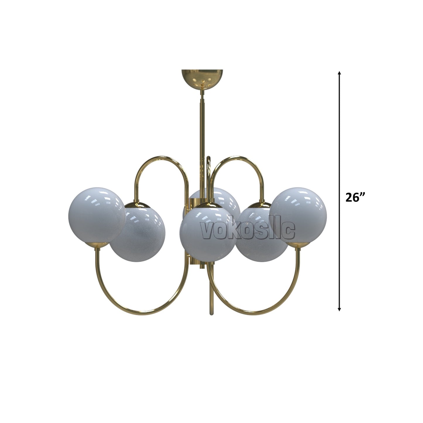 Modern Brass Chandelier with Glass Globes | Handmade Ceiling Light Fixture | Dining, Hallway, Lounge Lighting | Custom Length Pendant light