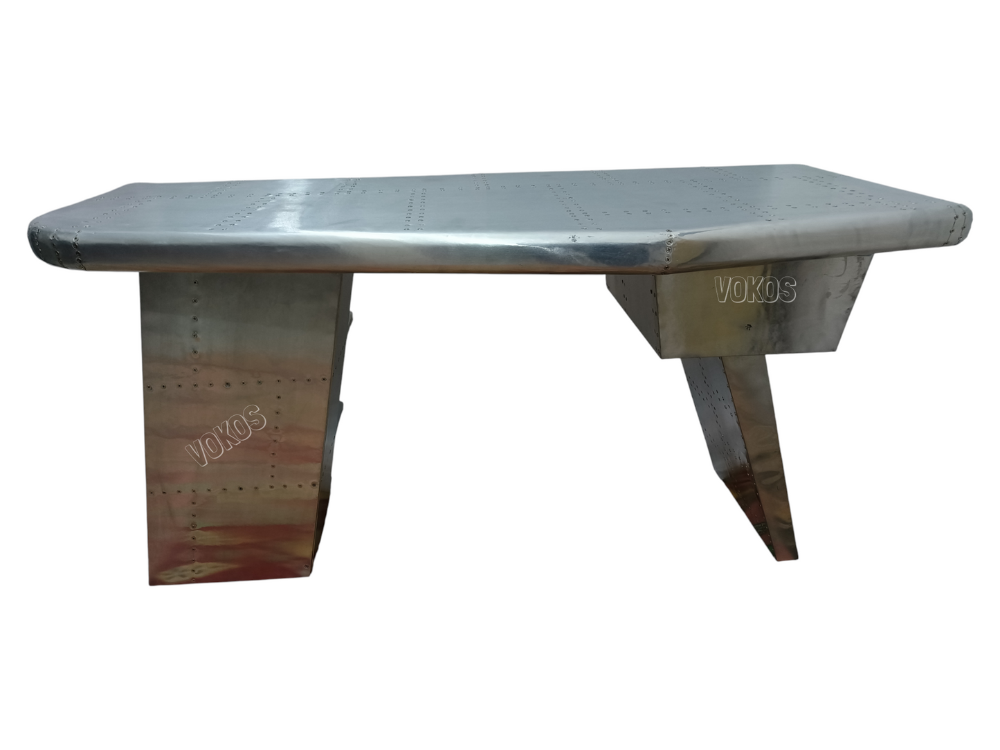 Aviator Aluminum Office Desk – Handcrafted Aircraft-Inspired Workstation with Storage (60” x 30” x 30”)
