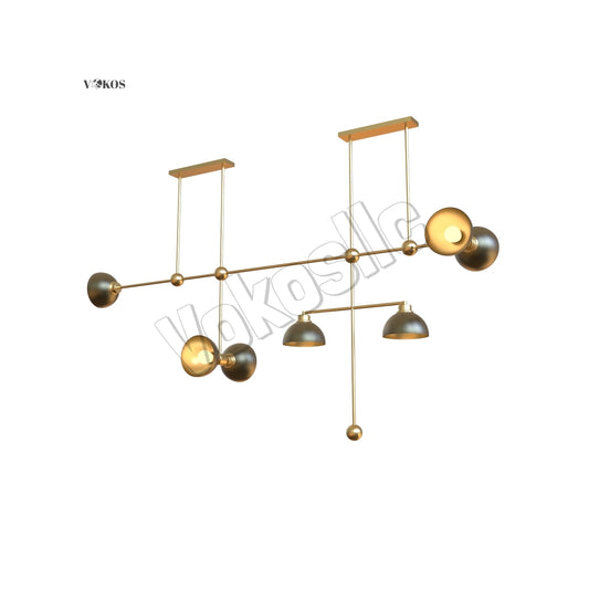modern 1950's mid century 7 Lights dome Shade sputnik chandelier Light fixture stilnovo style brass chandelier industrial chandelier fixture