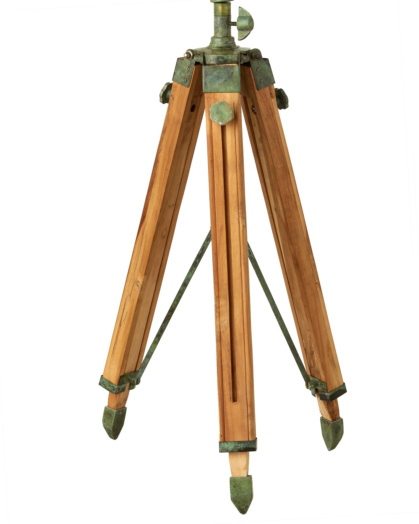 Art Deco Tripod Floor Lamp: Antique Patina Cinema Lighting