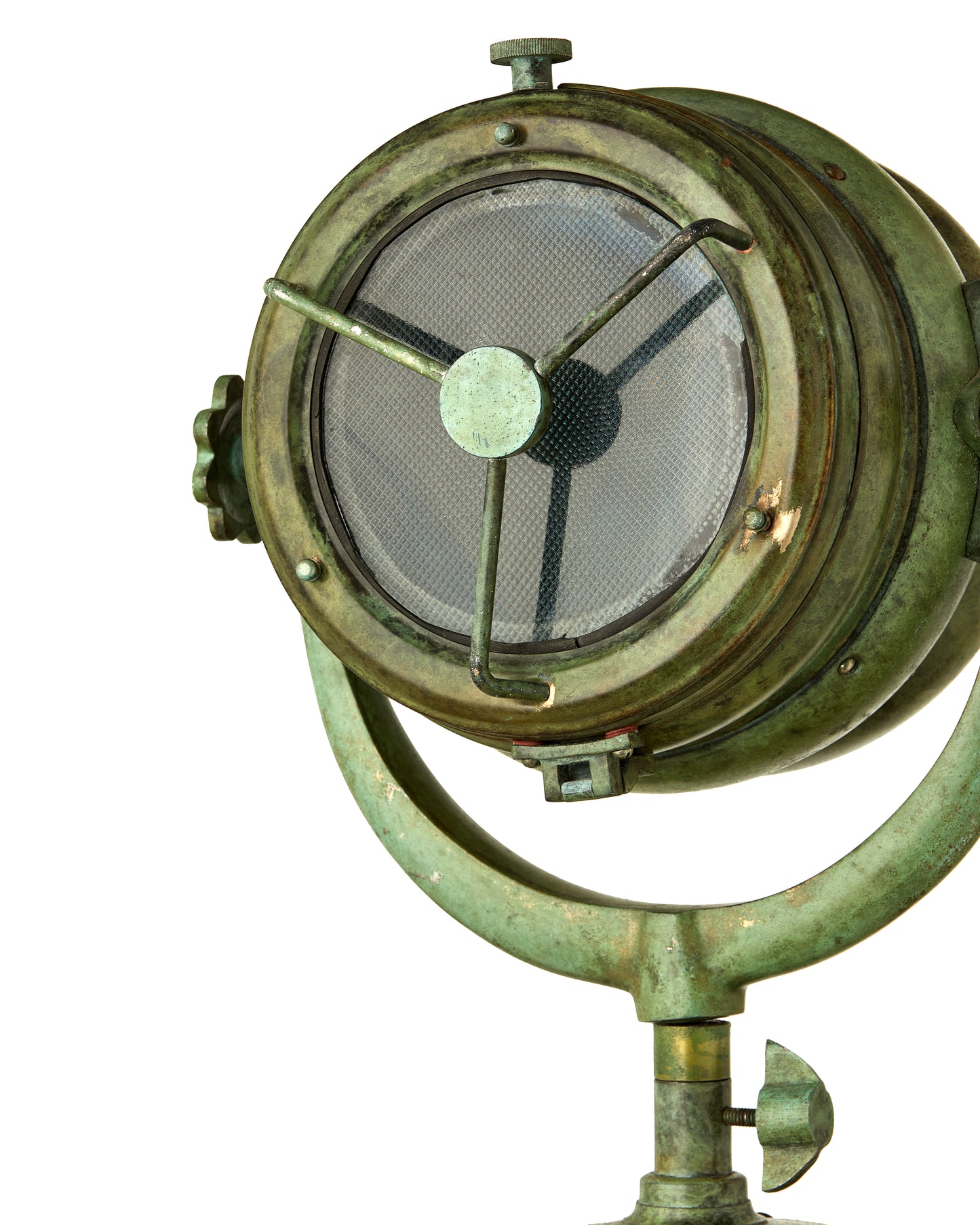 Art Deco Tripod Floor Lamp: Antique Patina Cinema Lighting