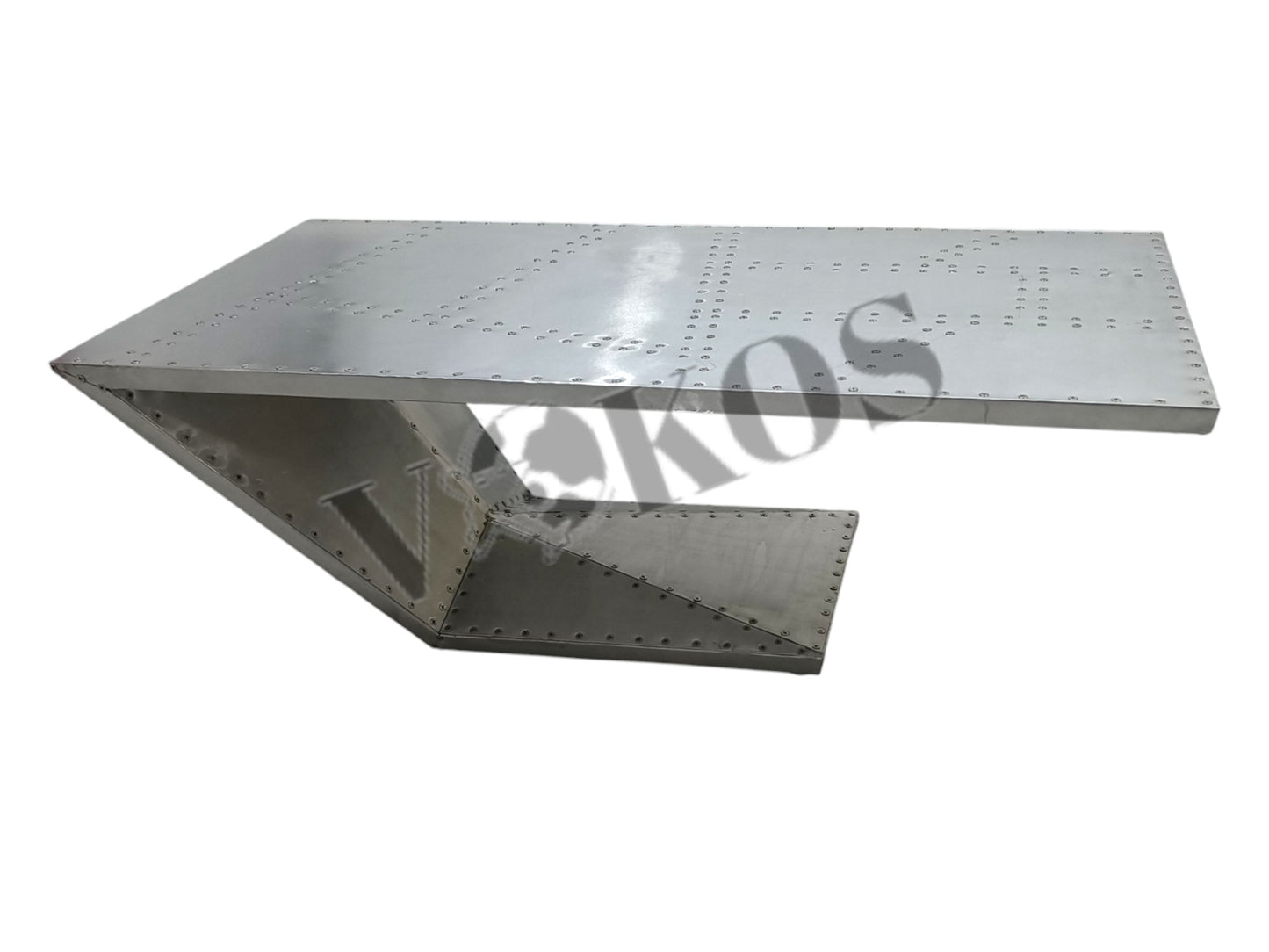 Aviator Aluminum Z-Shape Center Table – Handcrafted Industrial Coffee Table (40" Length)