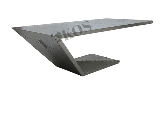 Aviator Aluminum Z-Shape Center Table – Handcrafted Industrial Coffee Table (40" Length)