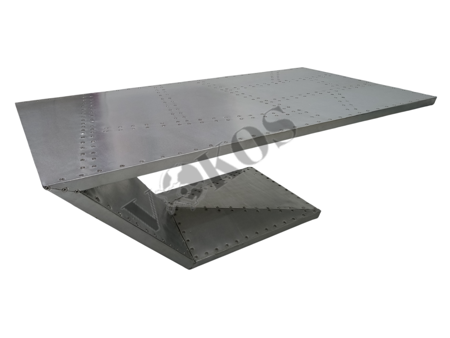 Aviator Aluminum Z-Shape Center Table – Handcrafted Industrial Coffee Table (40" Length)