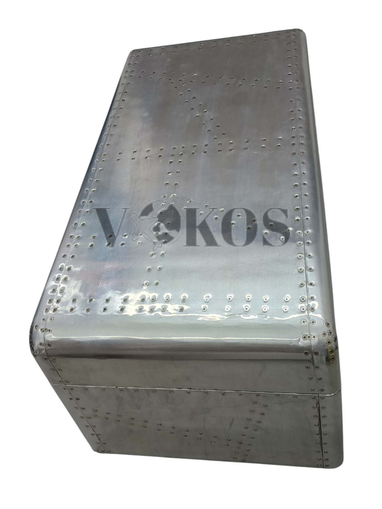 Industrial Metal Bench - Aviator Style Furniture | Metallic Coffee Table with Aircraft Wing Design Handmade Item