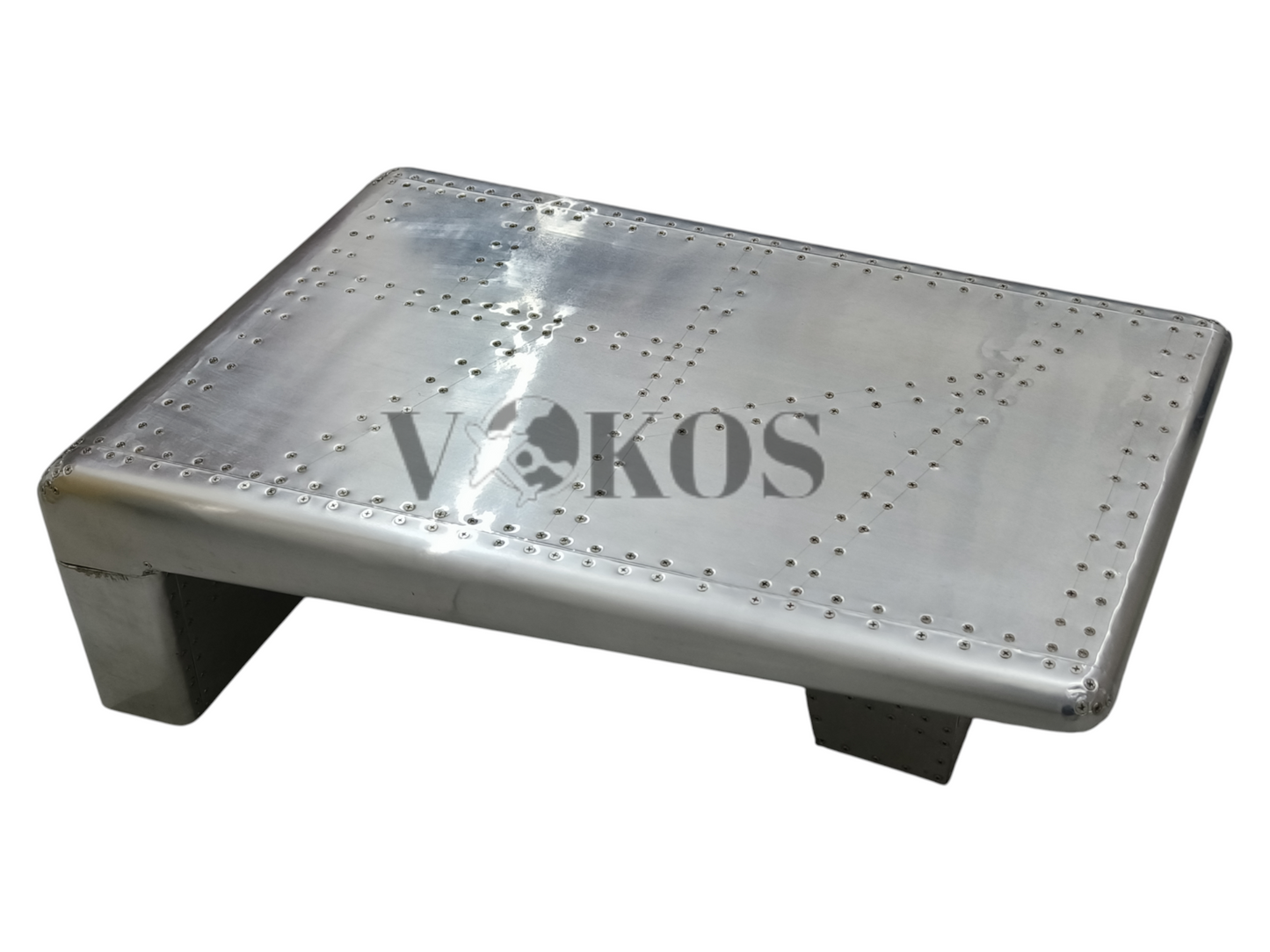 Industrial Metal Bench - Aviator Style Furniture | Metallic Coffee Table with Aircraft Wing Design Handmade Item