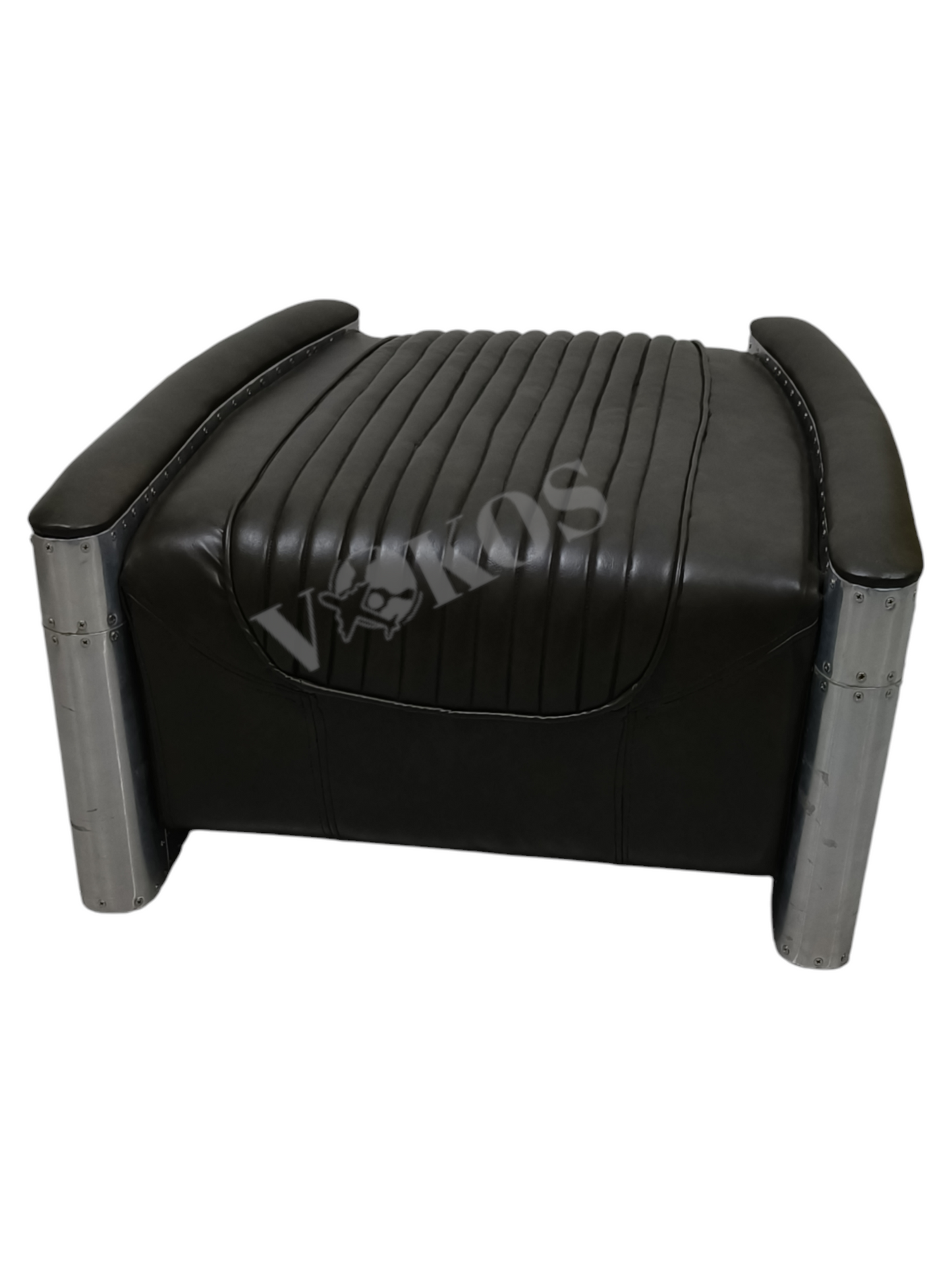 Aviator Furniture Sofa Vintage Style Aluminum Aircraft Sofa, Red Upholstery Aviation Look Airman Style