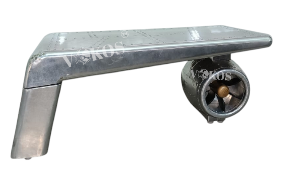 Aviator Airplane Wing Coffee Table with Engine Base – Handcrafted Aluminum Industrial Furniture (Unique Designer Piece)
