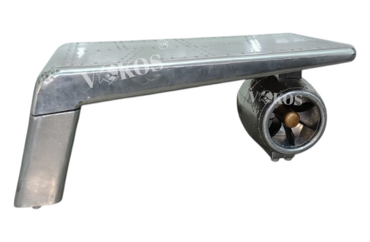 Aviator Airplane Wing Coffee Table with Engine Base – Handcrafted Aluminum Industrial Furniture (Unique Designer Piece)