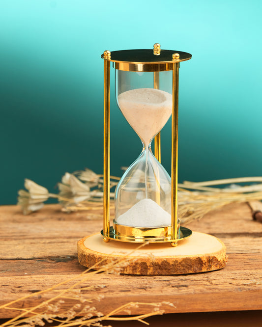Brass One-Minute Hourglass: White Sand Timer, Nautical Decor