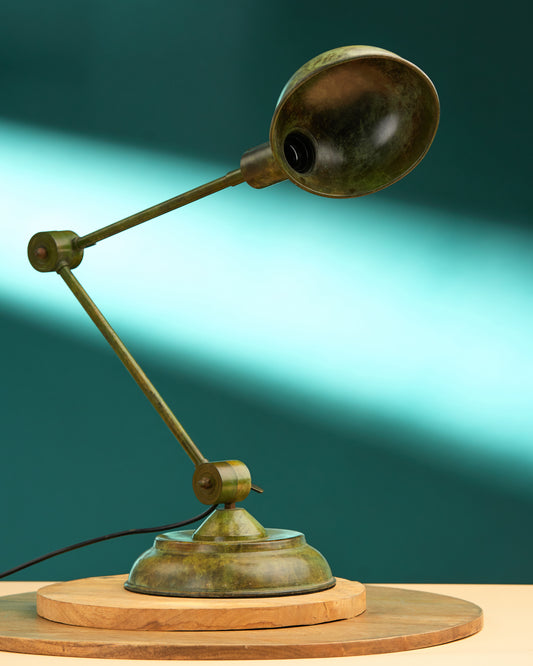Handmade Patina Dome Lamp: Industrial Steampunk Desk Light