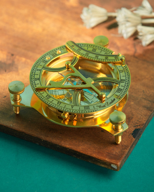 Brass Sundial Compass: Personalized Engraved Gift, only compass